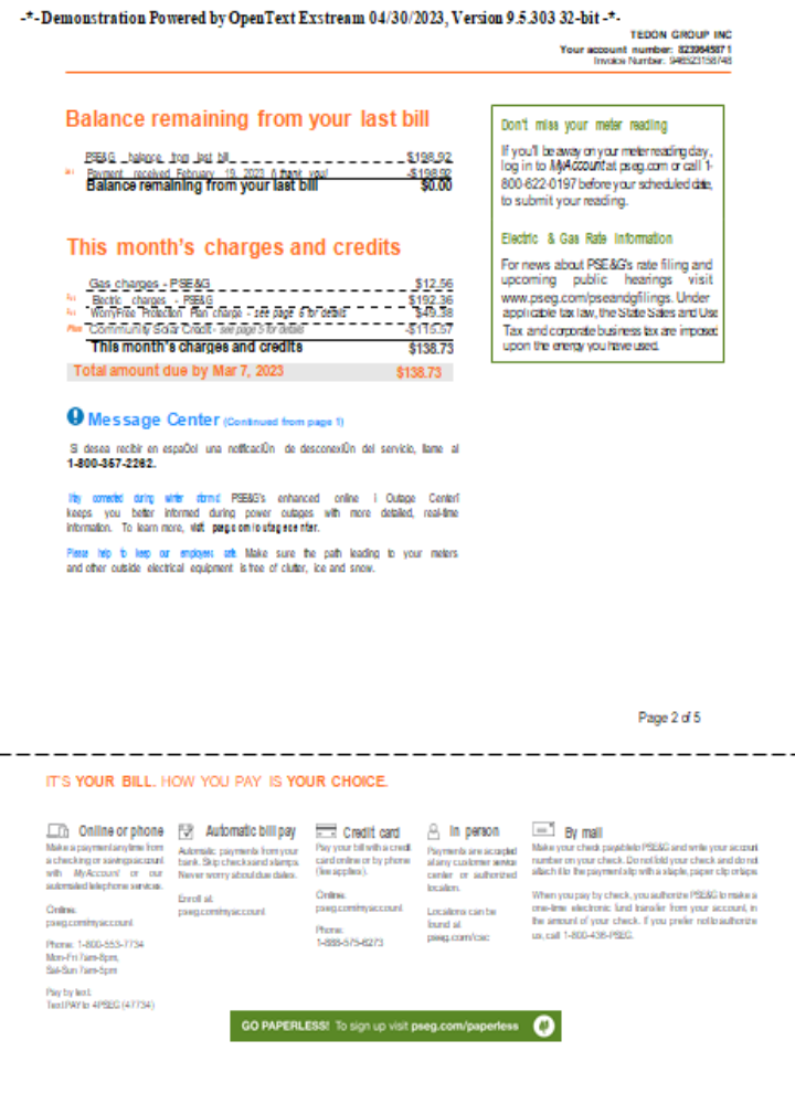 New York PSEG utility business bill, page 2, SCR PSD template